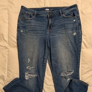 Old Navy Women's Distressed Boyfriend Jeans - Blue